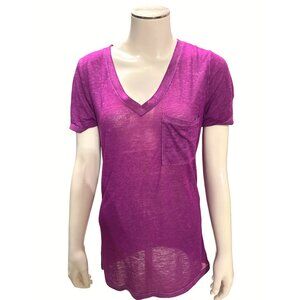Arizona Jean Company Sheer Lightweight V Neck T Shirt Purple  Size M